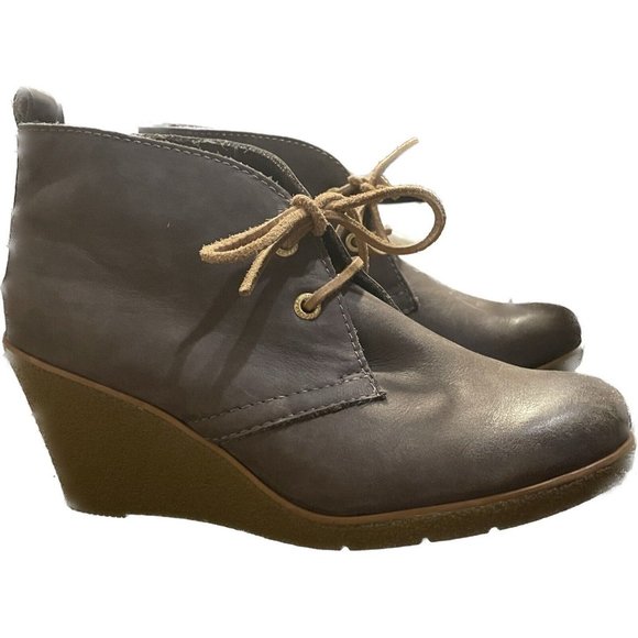 SPERRY $130 Top Sider Harlow‎ Burnished Leather Wedge Ankle Booties Cognac 7.5 - Picture 4 of 7